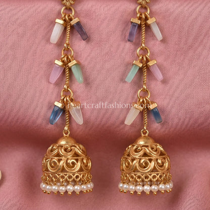 Pastel Prism Zircon Crystal Jhumka Earrings