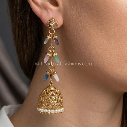 Pastel Prism Zircon Crystal Jhumka Earrings