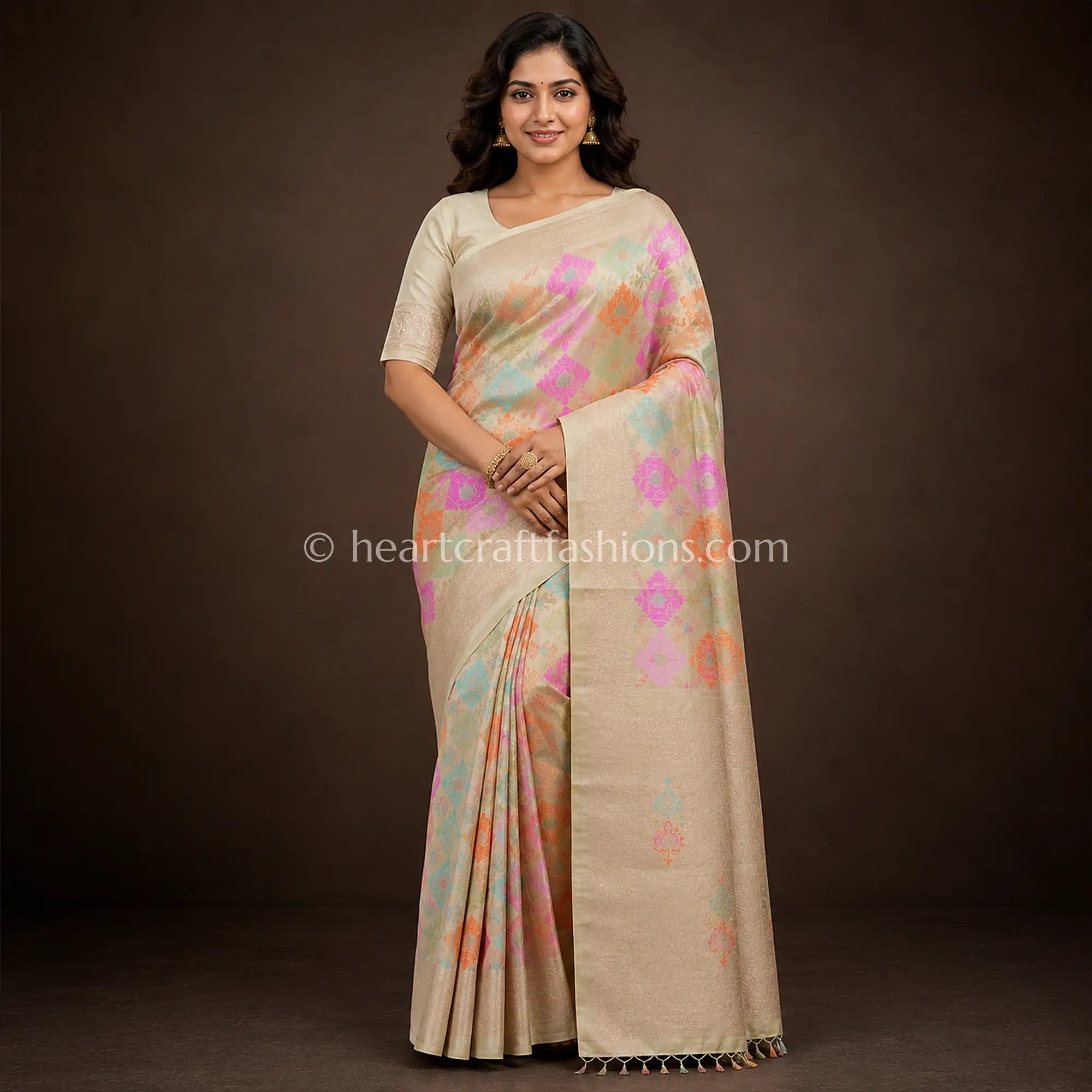 Pastel Rangkart Pure Katan Silk Banarasi Saree