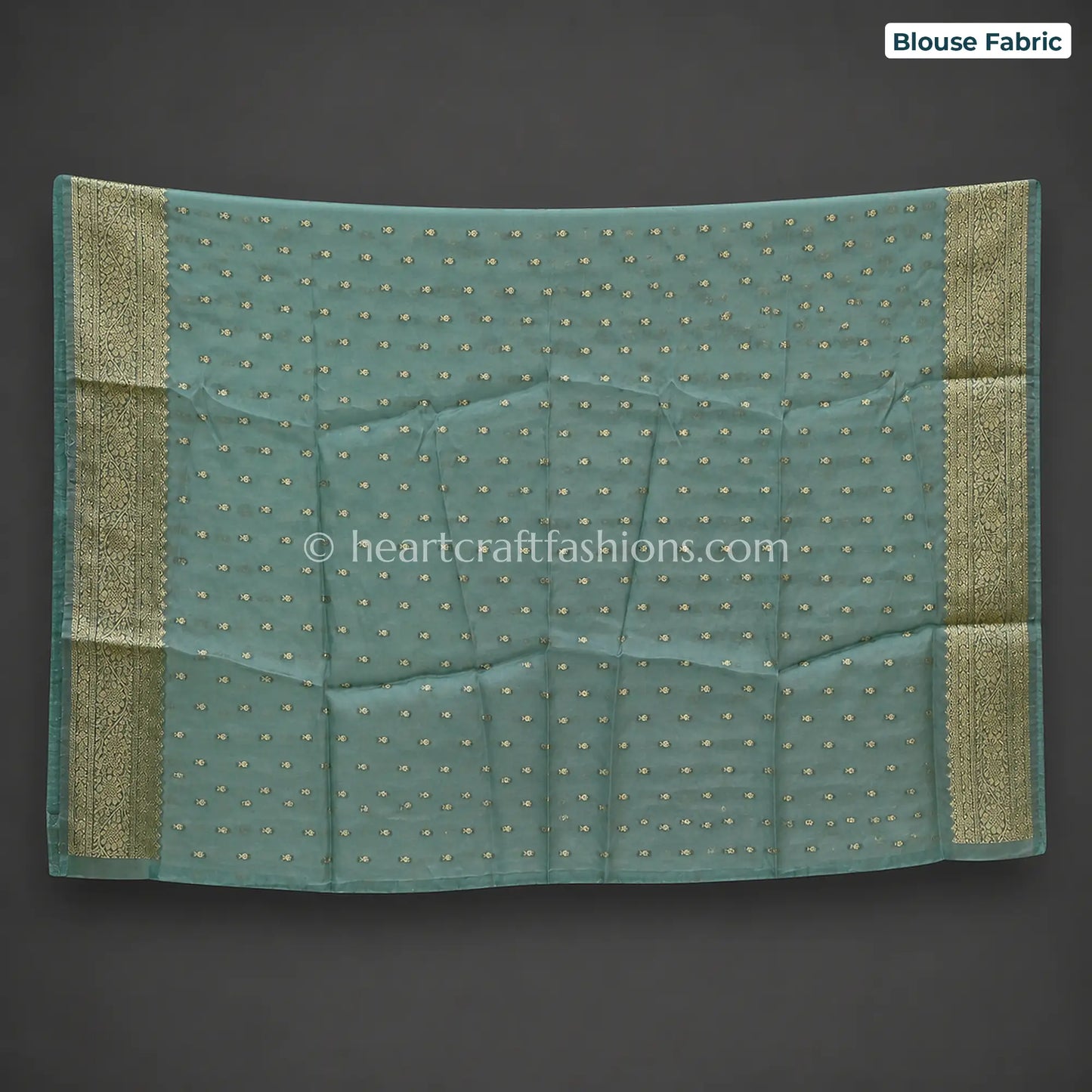 Pastel Sea Green & Off White Khadi Georgette Designer Kolkata Handwork Saree
