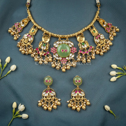 Pastel Meenakari Pachi Kundan Hasli