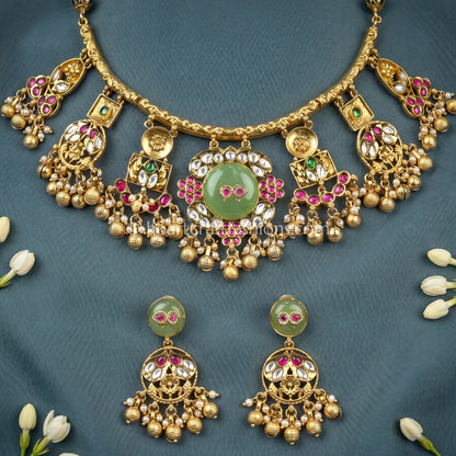 Pastel Meenakari Pachi Kundan Hasli