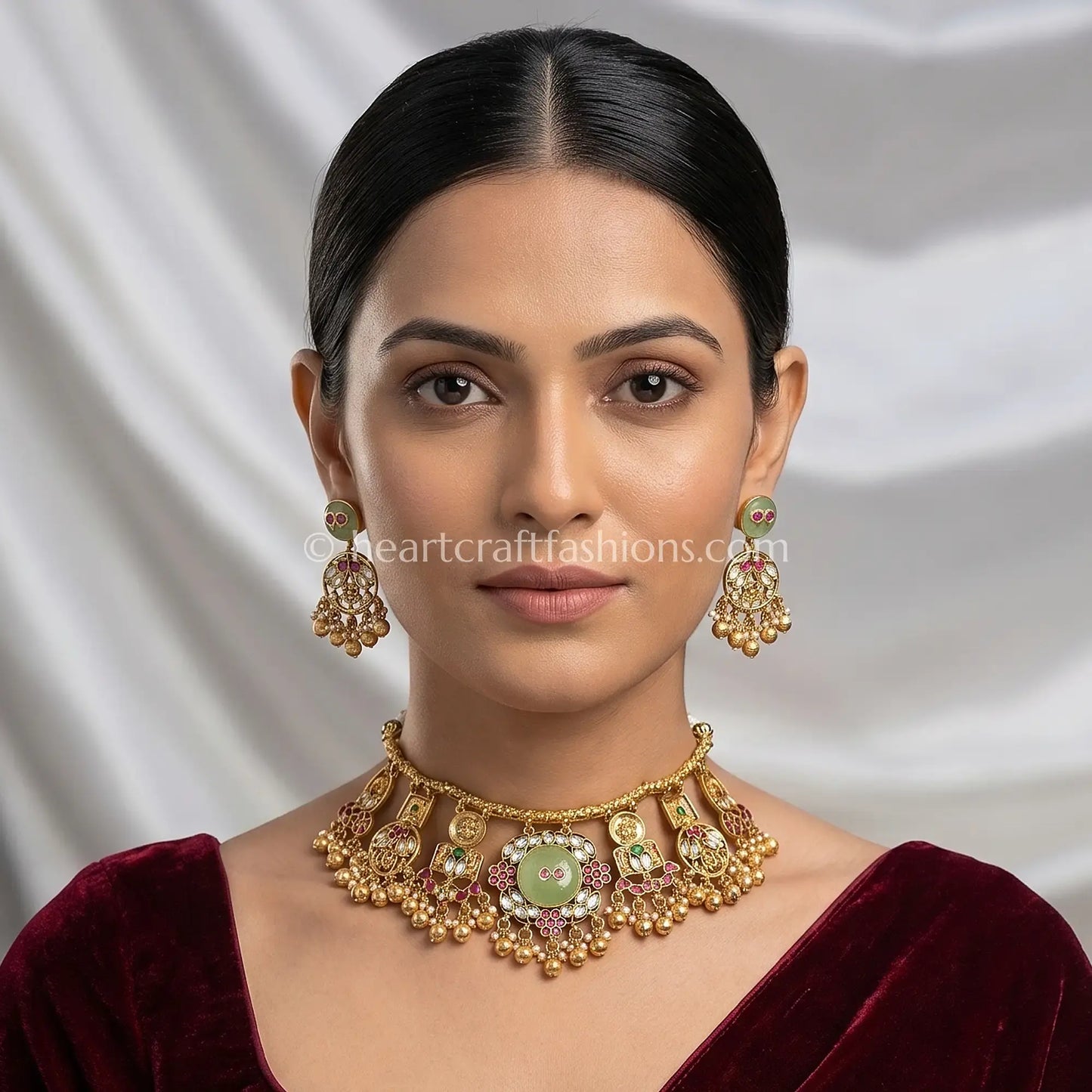 Pastel Meenakari Pachi Kundan Hasli