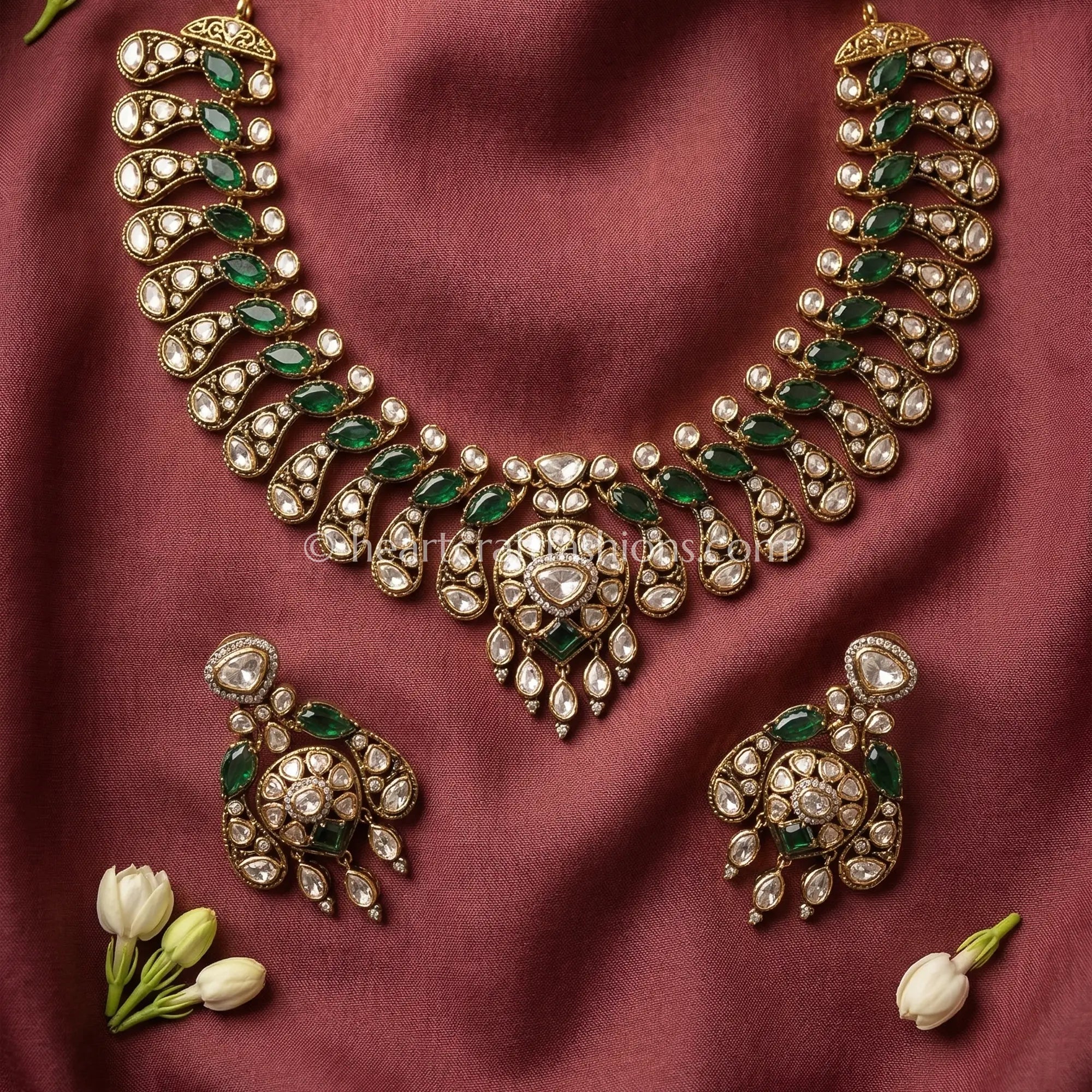 Peacock Grace Sunehri Kundan Necklace