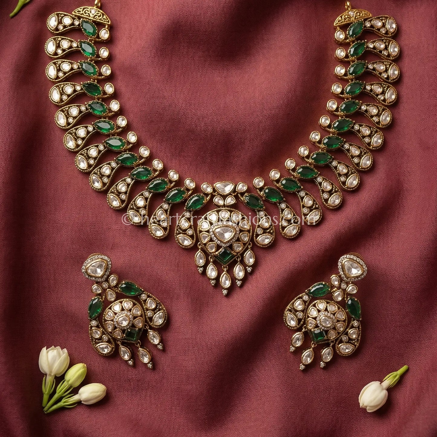 Peacock Grace Sunehri Kundan Necklace