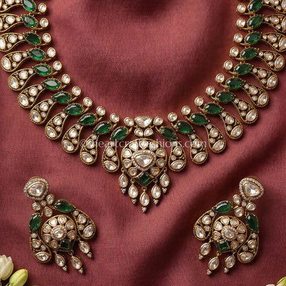 Peacock Grace Sunehri Kundan Necklace