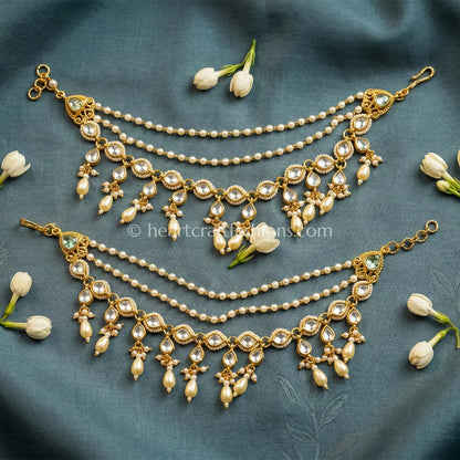 Pearl Drop Kundan Kaan Chain