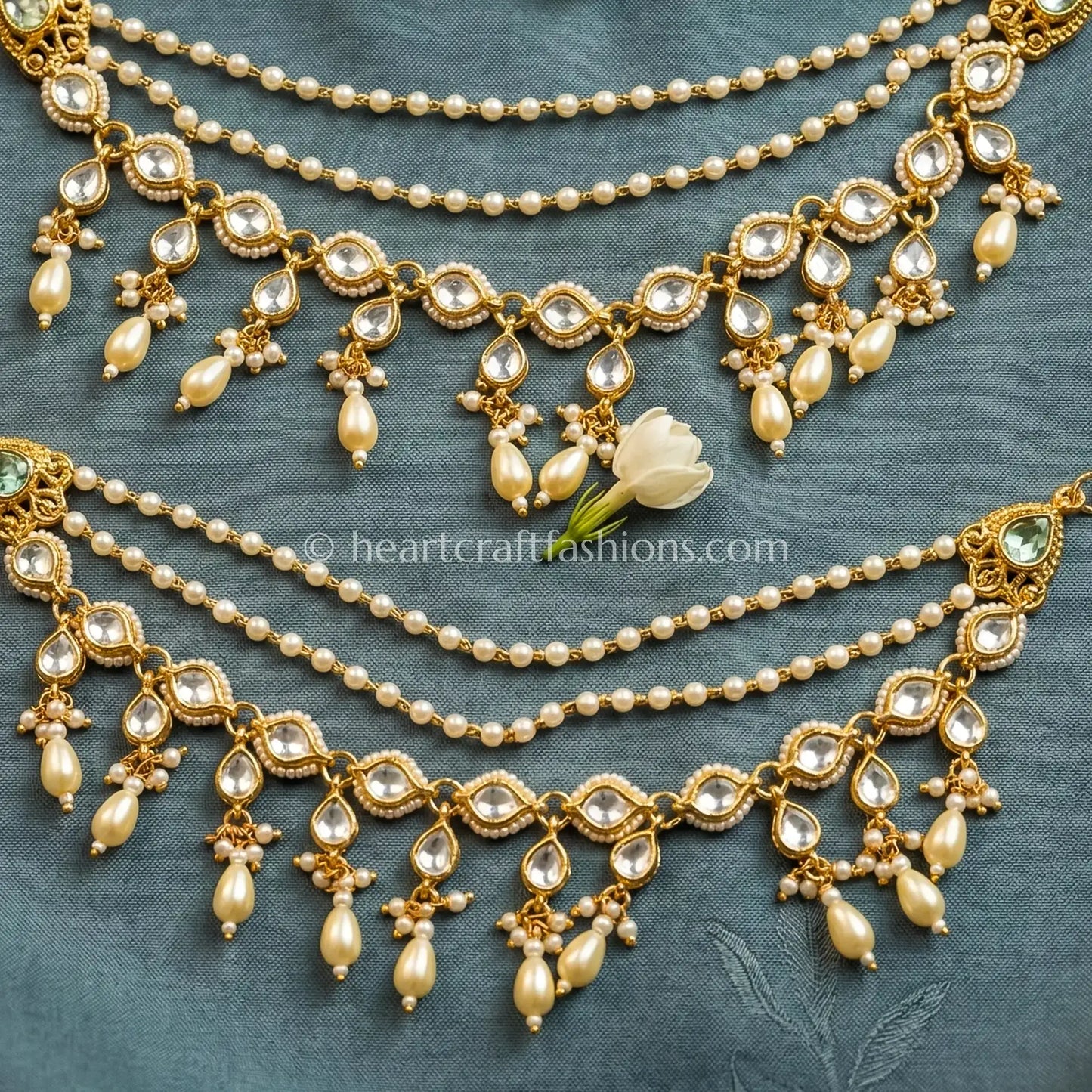 Pearl Drop Kundan Kaan Chain