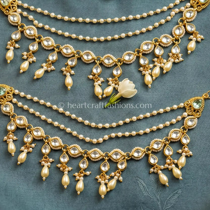 Pearl Drop Kundan Kaan Chain