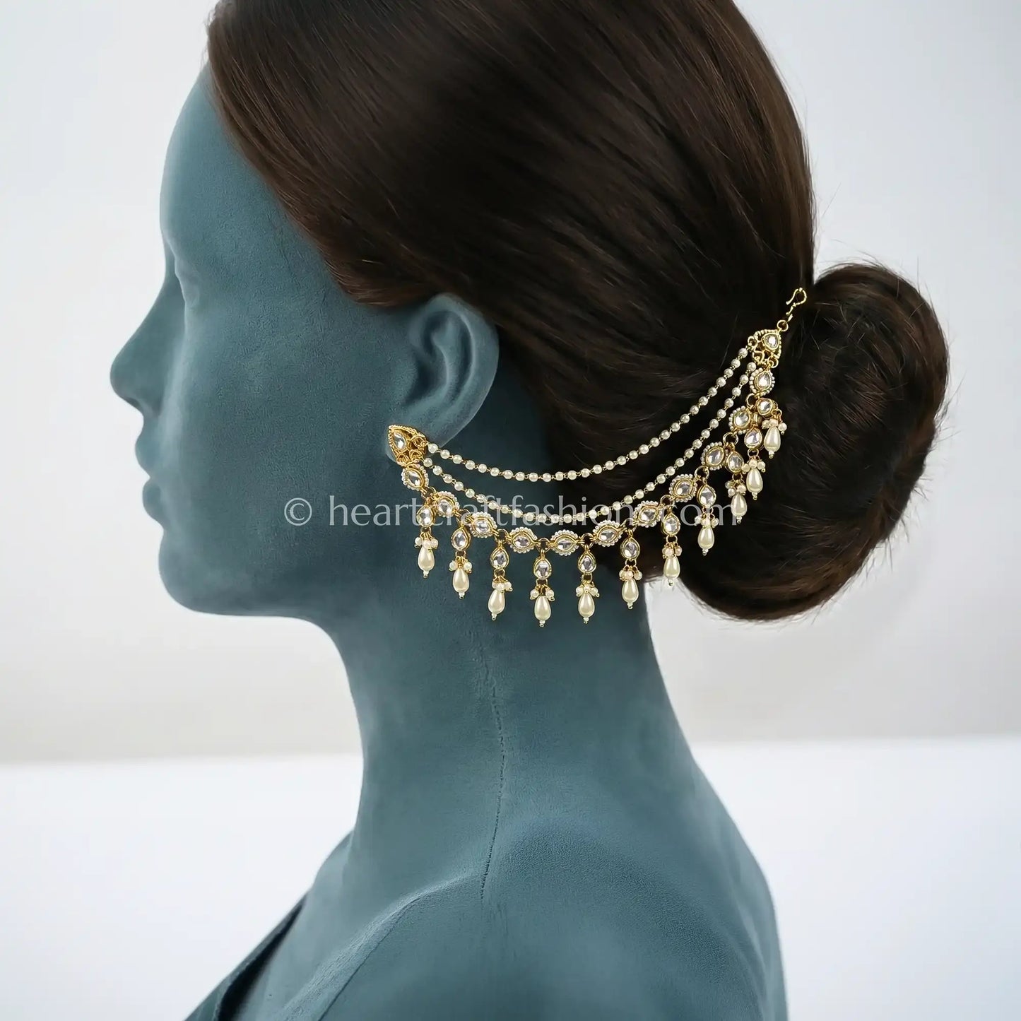 Pearl Drop Kundan Kaan Chain