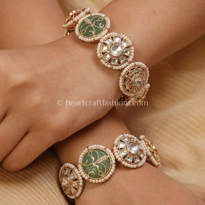 Pearl Meenakari Sunehri Kundan Bangles
