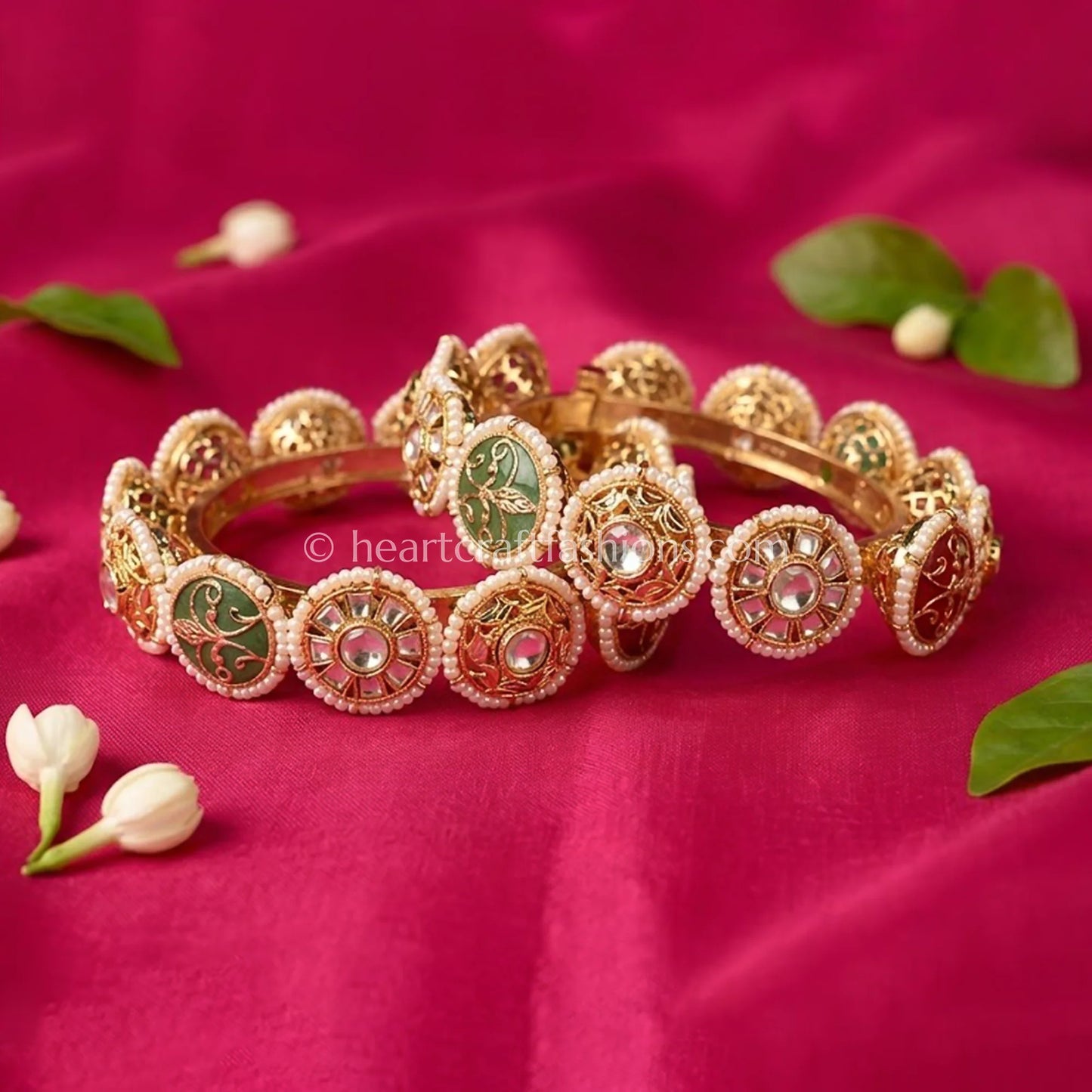 Pearl Meenakari Sunehri Kundan Bangles