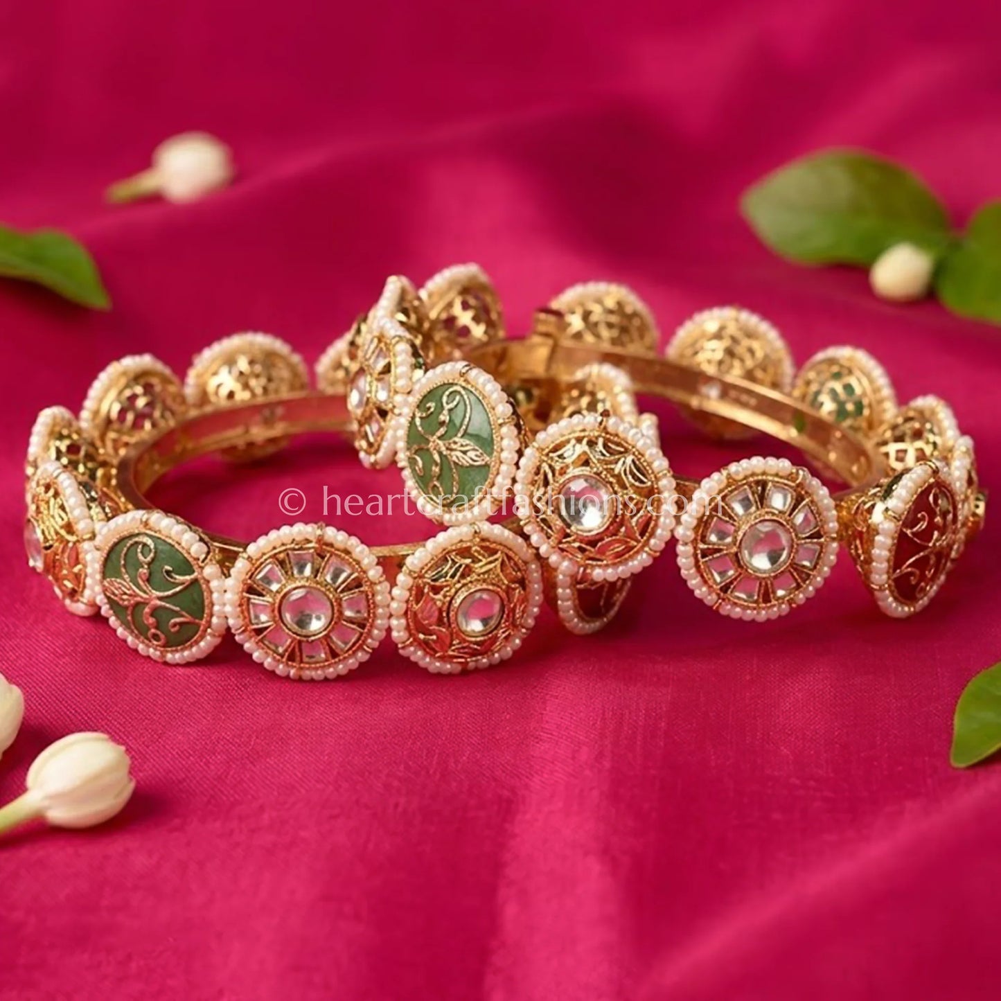 Pearl Meenakari Sunehri Kundan Bangles