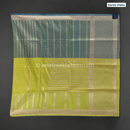 Pista Mint Katan Silk Kadwa Weaving Saree