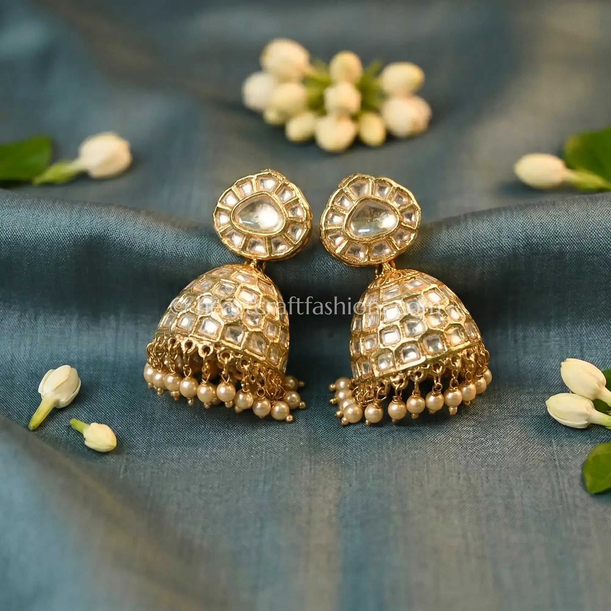 Moissanite Polki Jhumka Earrings