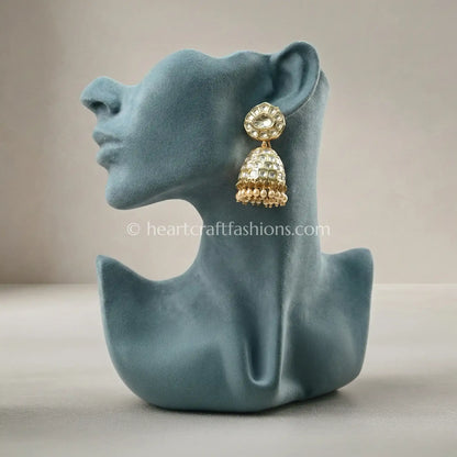 Moissanite Polki Jhumka Earrings
