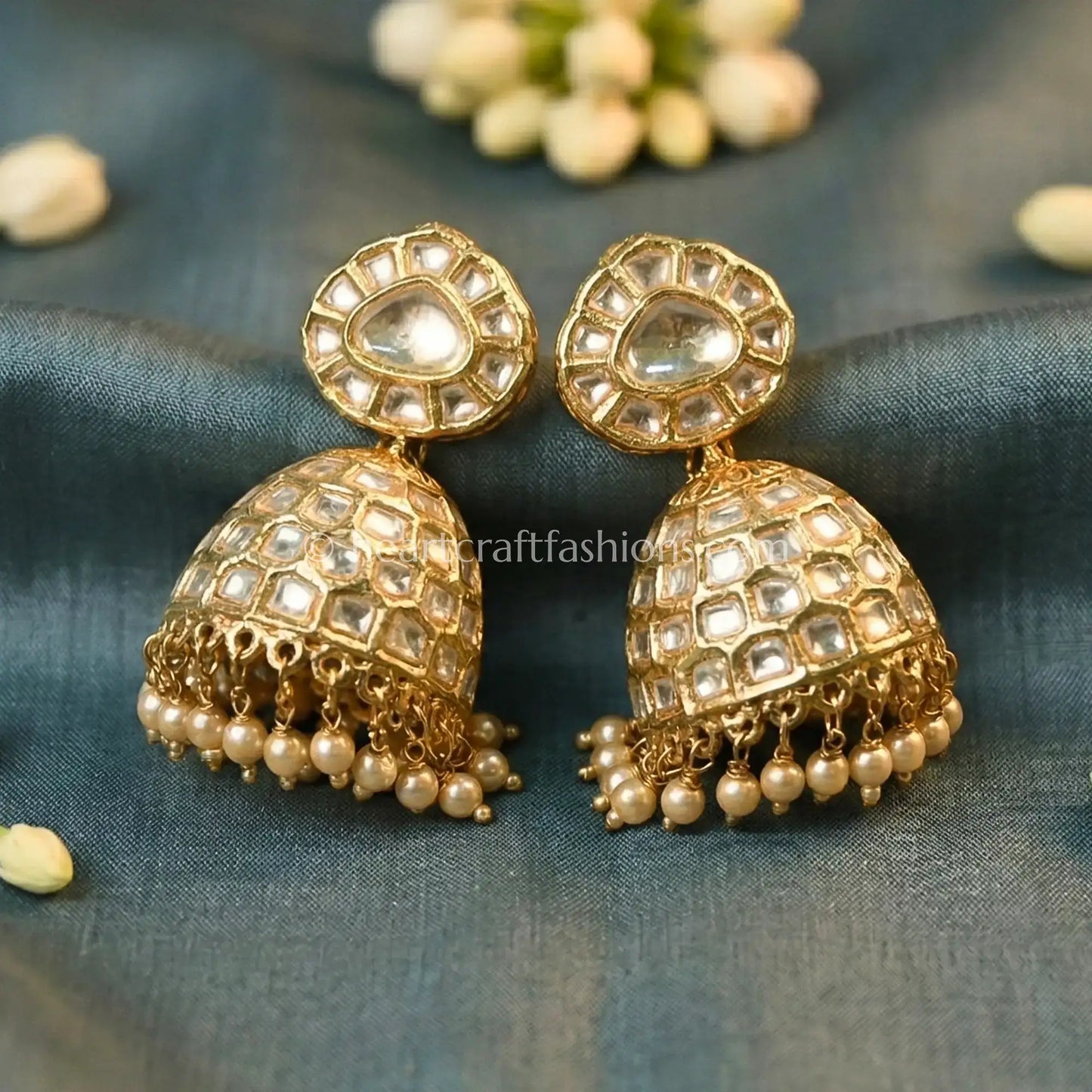 Moissanite Polki Jhumka Earrings