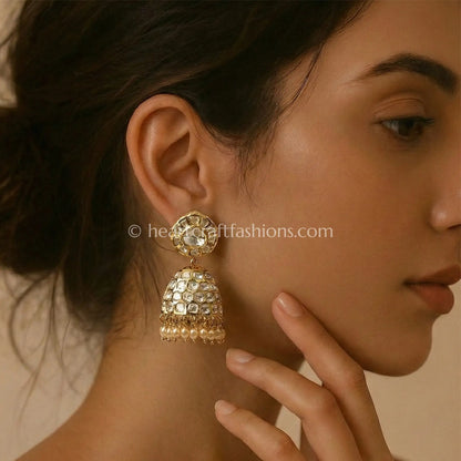Moissanite Polki Jhumka Earrings