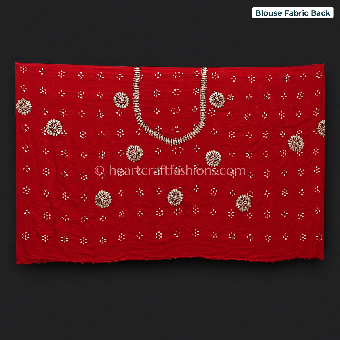 Premium Red & Mustard Rai Bandhej Pure Gajji Silk Gota Patti Saree