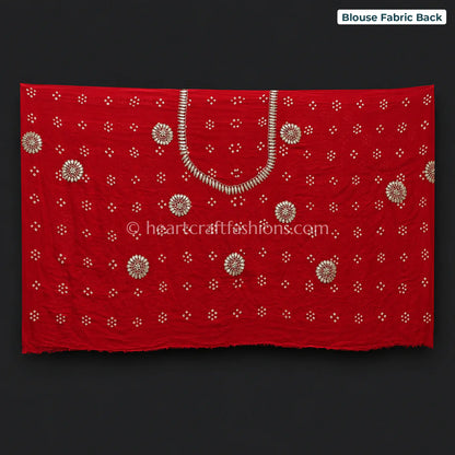 Premium Red & Mustard Rai Bandhej Pure Gajji Silk Gota Patti Saree