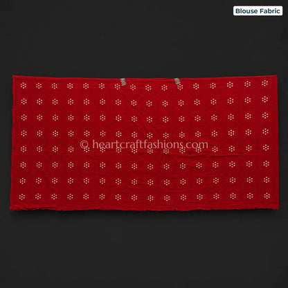 Premium Red & Mustard Rai Bandhej Pure Gajji Silk Gota Patti Saree