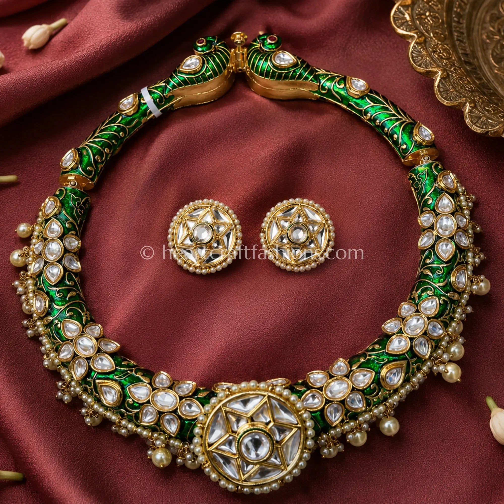 Nakshatra Moissanite Meenakari Hasli Set