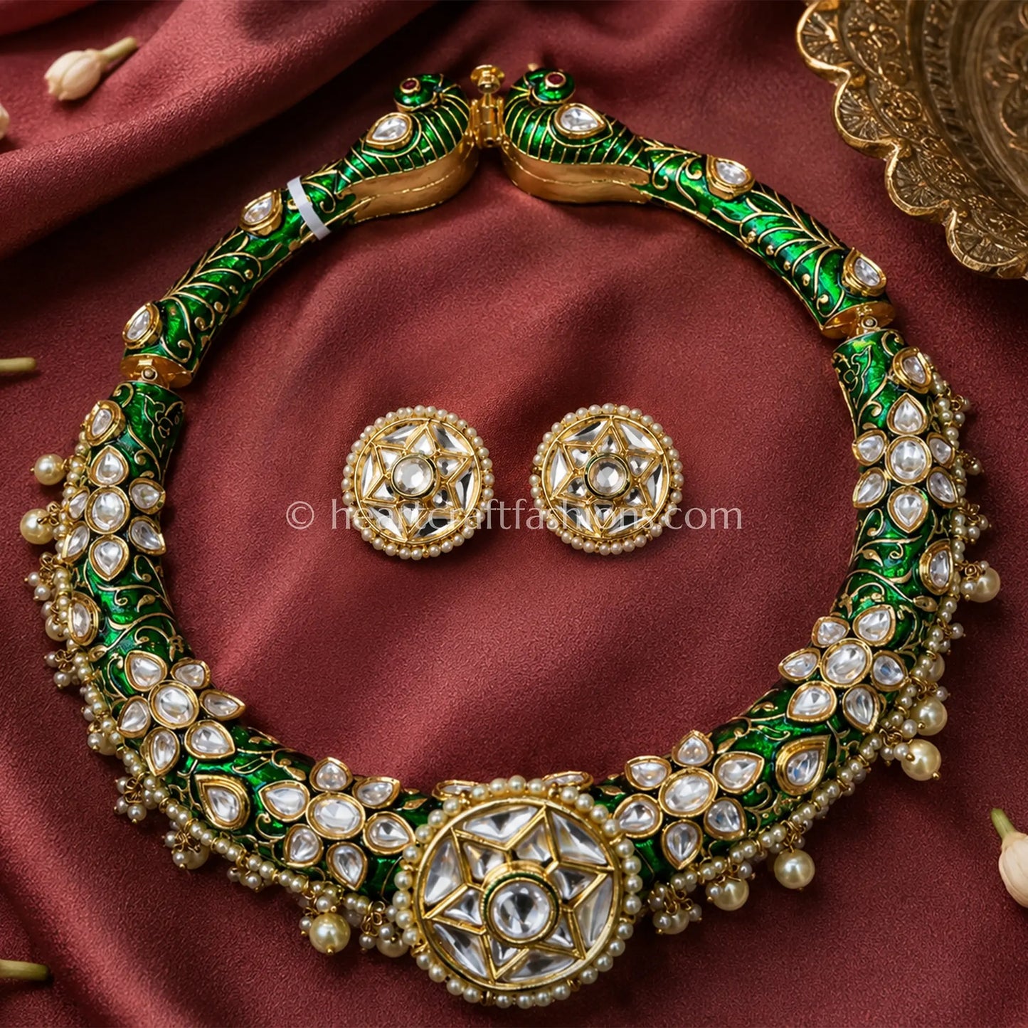 Nakshatra Moissanite Meenakari Hasli Set