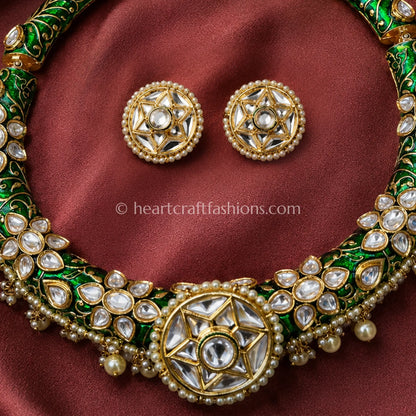 Nakshatra Moissanite Meenakari Hasli Set