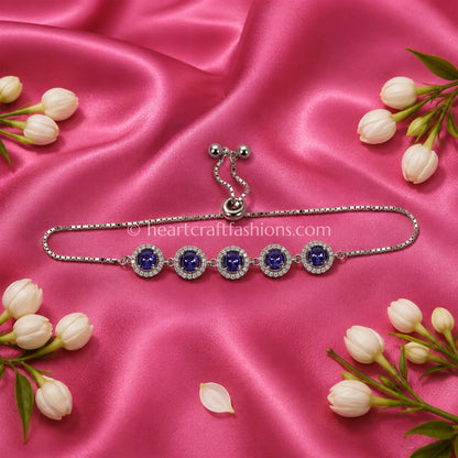 Pure Silver Amethyst Halo Adjustable Bolo Bracelet – Hallmarked