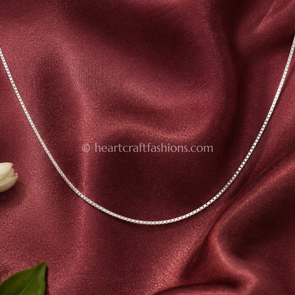 Pure Silver Classic Box Chain Necklace – Hallmarked Core Essential