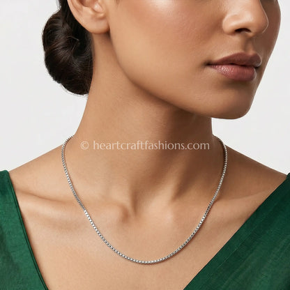 Pure Silver Classic Box Chain Necklace – Hallmarked Core Essential