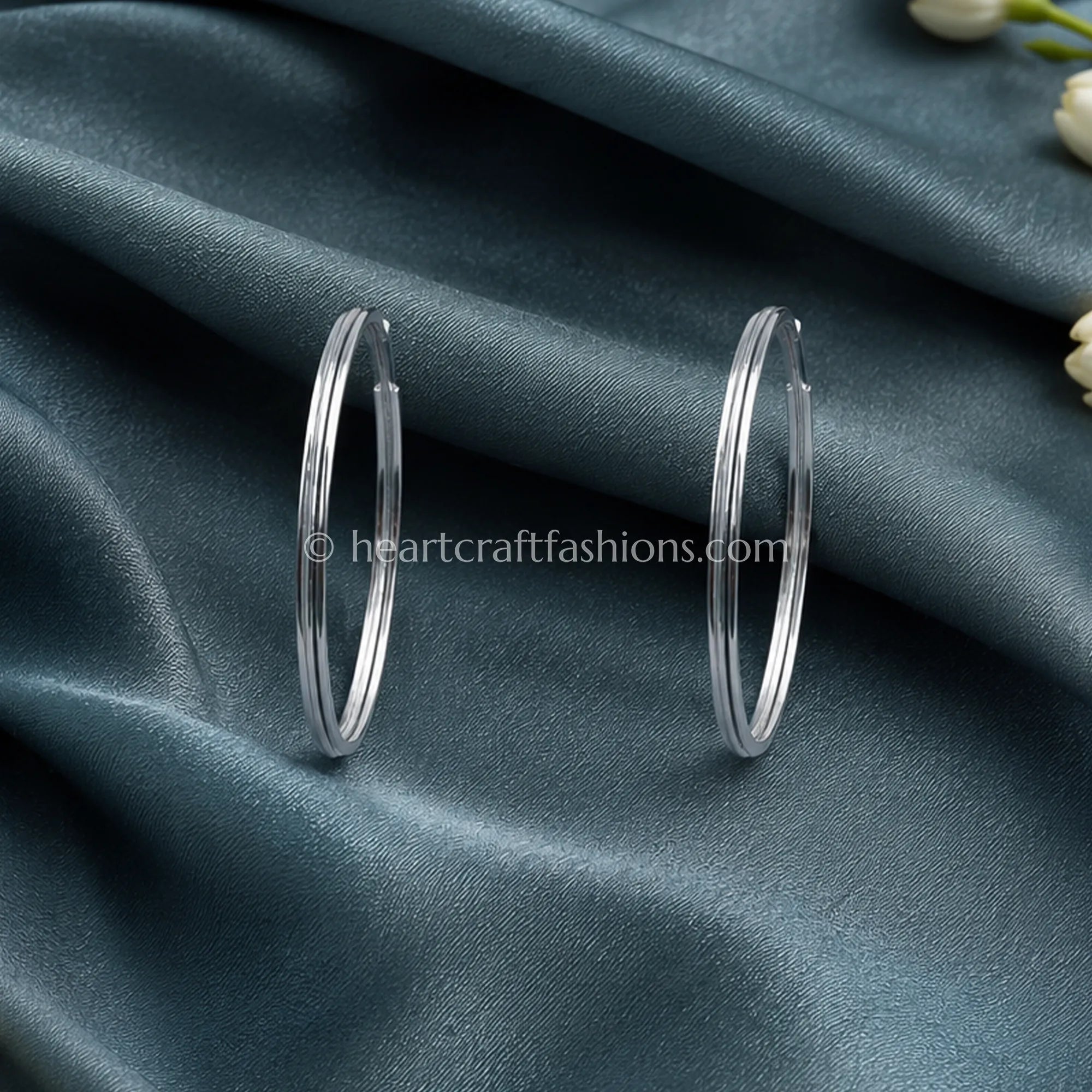 Pure Silver Dual-Line High-Shine Bangle Set – Hallmarked
