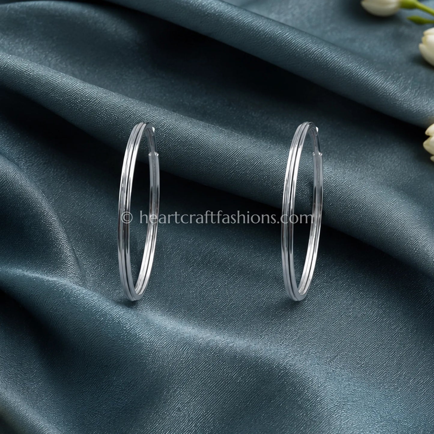 Pure Silver Dual-Line High-Shine Bangle Set – Hallmarked
