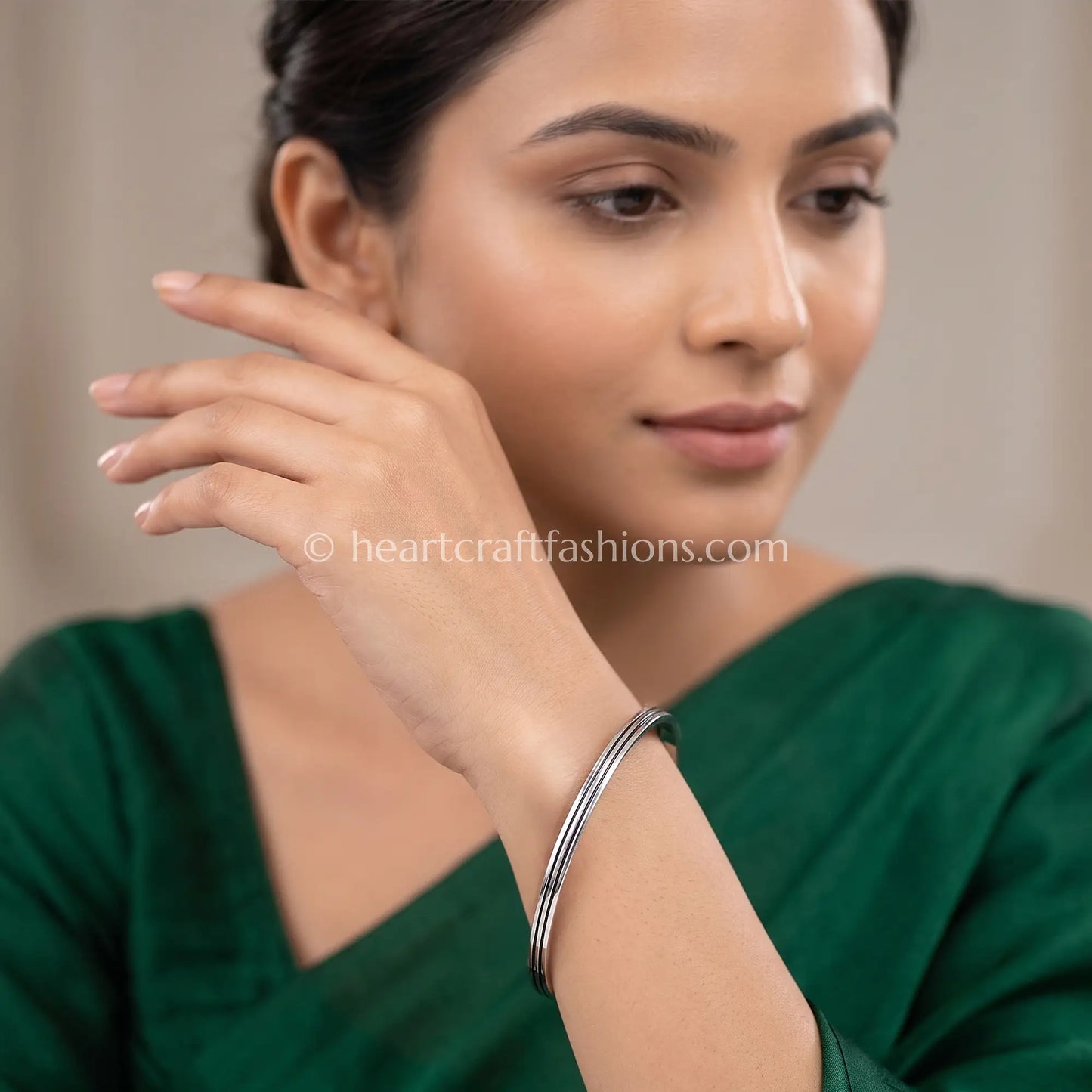 Pure Silver Dual-Line High-Shine Bangle Set – Hallmarked