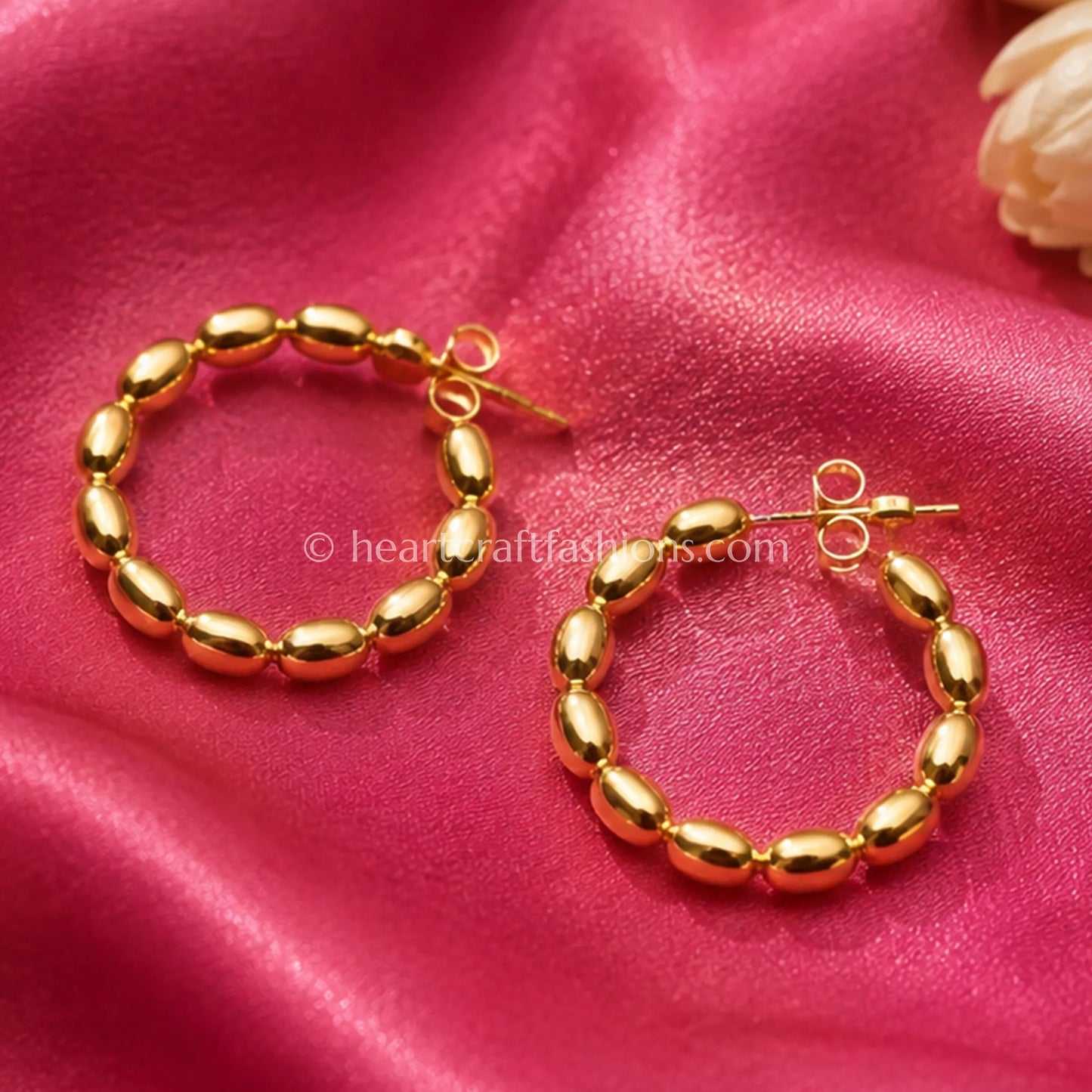 Pure Silver Gold-Plated Beaded Huggie Hoop Earrings – Hallmarked