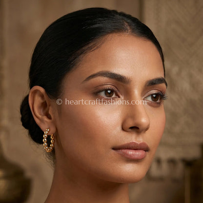 Pure Silver Gold-Plated Beaded Huggie Hoop Earrings – Hallmarked