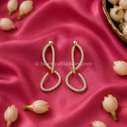 Pure Silver Gold-Plated Pavé Infinity Loop Statement Earrings – Hallmarked