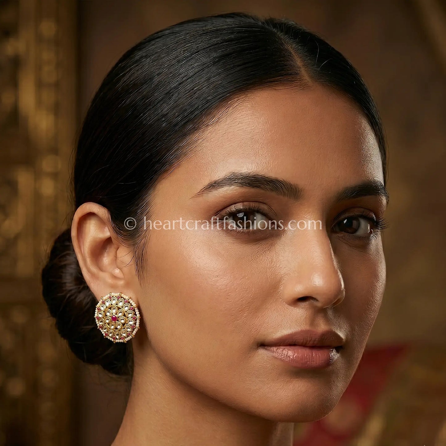 Pure Silver Handcrafted Pachi Kundan Studs with Ruby Red Accents – Hallmarked