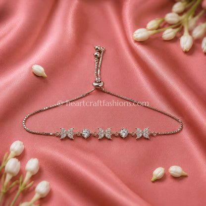 Pure Silver Marquise Floral Cluster Bolo Bracelet – Hallmarked