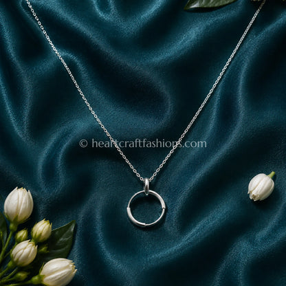 Pure Silver Minimalist Luminous Loop Pendant Necklace – Hallmarked