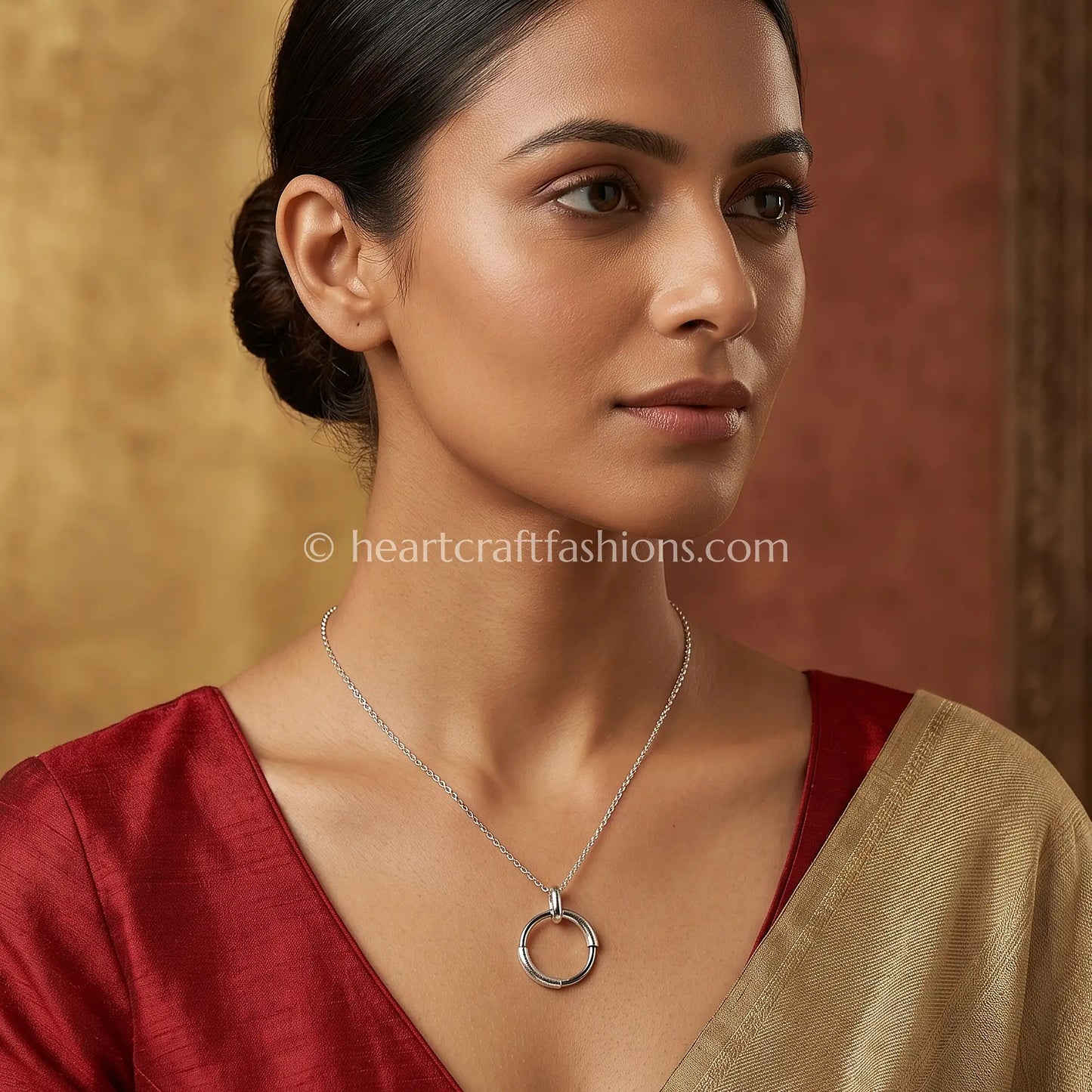Pure Silver Minimalist Luminous Loop Pendant Necklace – Hallmarked