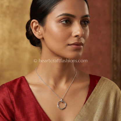 Pure Silver Minimalist Luminous Loop Pendant Necklace – Hallmarked
