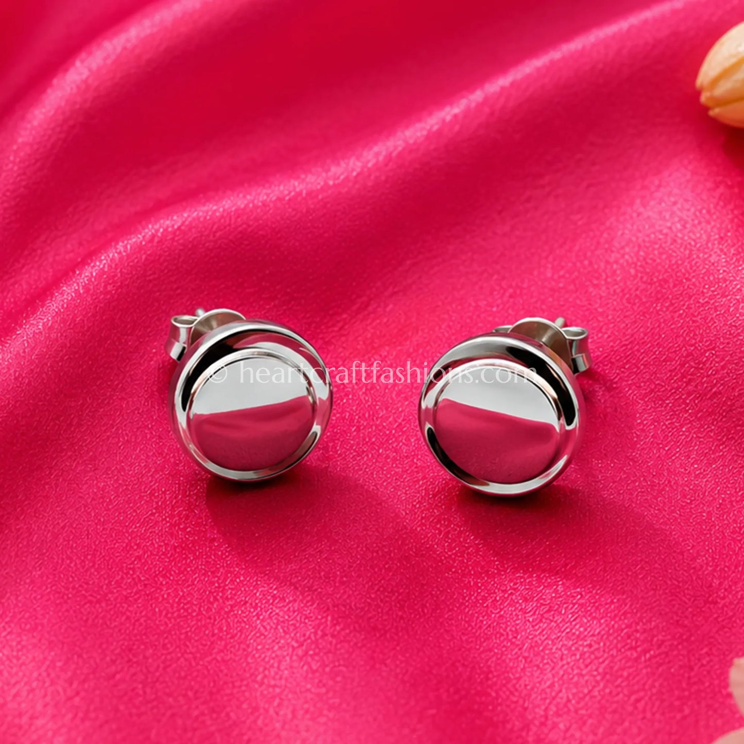 Pure Silver Minimalist Mirrored Disk Stud Earrings – Hallmarked
