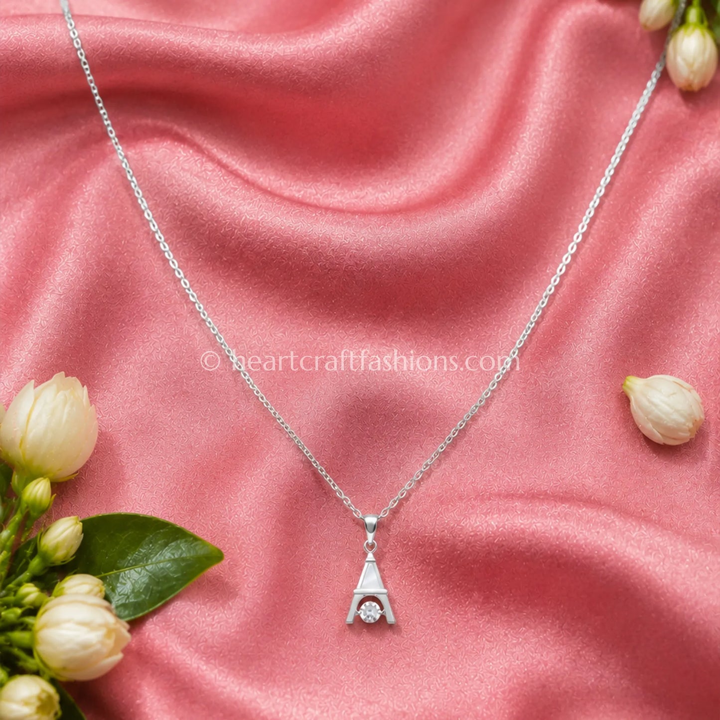 Pure Silver Mother-of-Pearl Eiffel Tower Pendant Necklace – Hallmarked