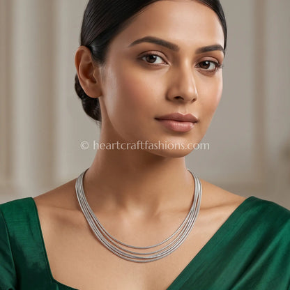 Pure Silver Multi-Strand Liquid Wire Choker – Hallmarked Minimalist Design
