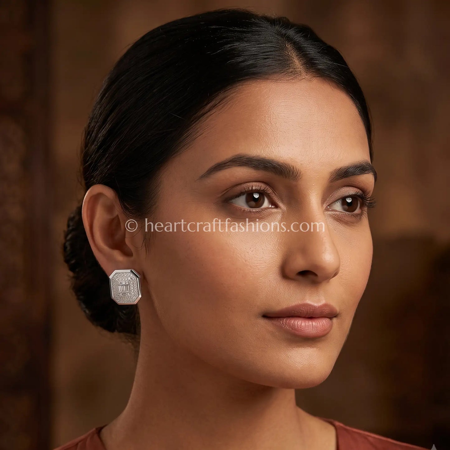 Pure Silver Octagon Halo Stud Earrings – Hallmarked