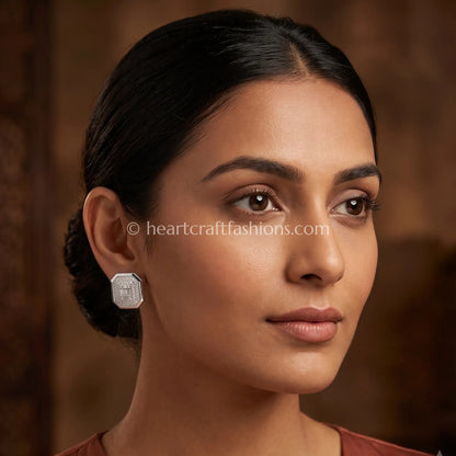 Pure Silver Octagon Halo Stud Earrings – Hallmarked