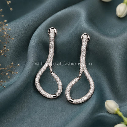 Pure Silver Pavé Infinity Loop Statement Earrings – Hallmarked