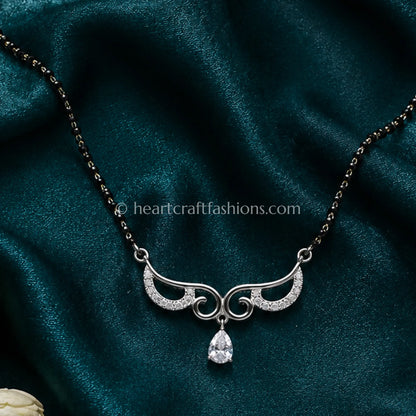 Pure Silver Royalty Crescent Mangalsutra – Hallmarked Pear Drop