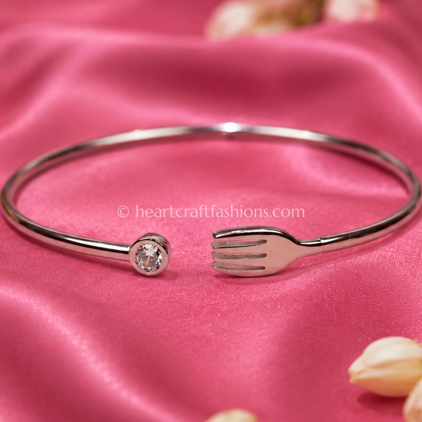 Pure Silver Whimsical Solitaire Fork Cuff Bracelet – Hallmarked